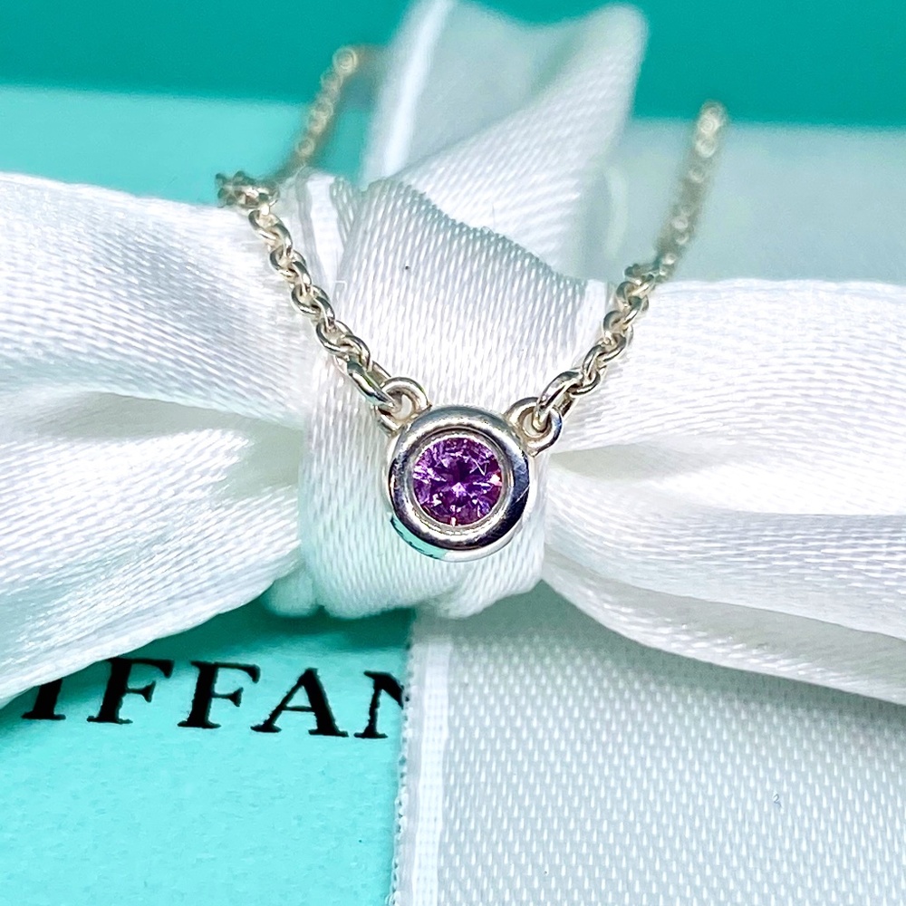 TIFFANY & CO Elsa Peretti Color by the Yard Pink Sapphire 925 necklace 16”